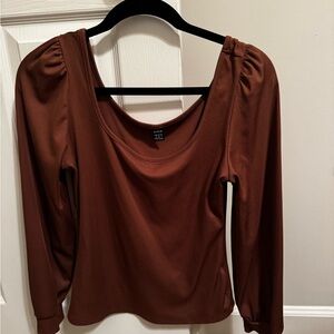 SHEIN Chocolate Brown Long Sleeve Blouse